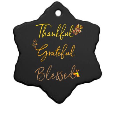 Thankful Grateful Blessed Thanksgiving Fall Season Ceramic Star Ornament