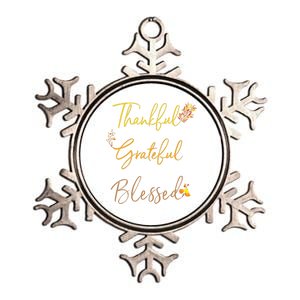 Thankful Grateful Blessed Thanksgiving Fall Season Metallic Star Ornament