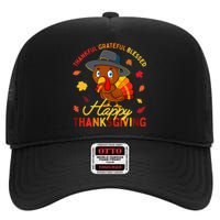 Thankful Grateful Blessed Thanksgiving Turkey Girls High Crown Mesh Back Trucker Hat