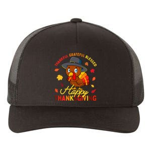 Thankful Grateful Blessed Thanksgiving Turkey Girls Yupoong Adult 5-Panel Trucker Hat