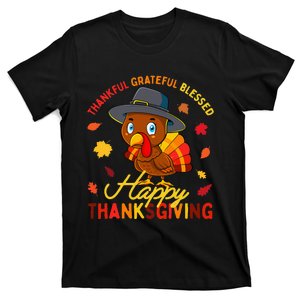 Thankful Grateful Blessed Thanksgiving Turkey Girls T-Shirt