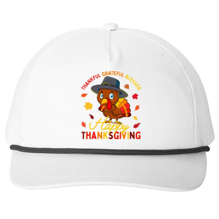 Thankful Grateful Blessed Thanksgiving Turkey Girls Snapback Five-Panel Rope Hat