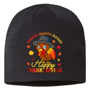 Thankful Grateful Blessed Thanksgiving Turkey Girls Sustainable Beanie