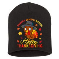 Thankful Grateful Blessed Thanksgiving Turkey Girls Short Acrylic Beanie