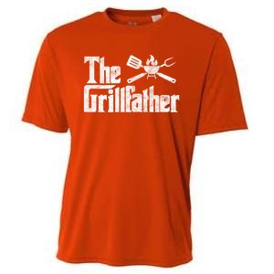 The Grillfather Bbq Grill Smoker Barbecue Chef Grill Master Meaningful Gift Cooling Performance Crew T-Shirt