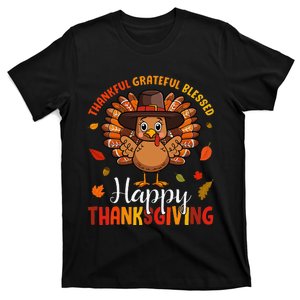 Thankful Grateful Blessed Thanksgiving Turkey T-Shirt