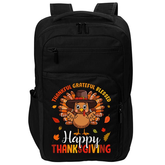 Thankful Grateful Blessed Thanksgiving Turkey Impact Tech Backpack