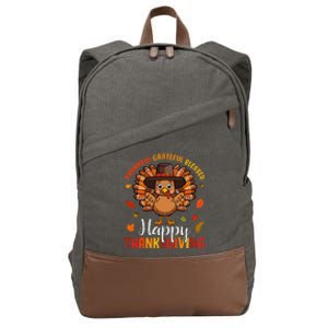 Thankful Grateful Blessed Thanksgiving Turkey Cotton Canvas Backpack