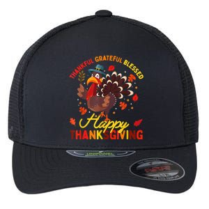 Thankful Grateful Blessed Thanksgiving Turkey Flexfit Unipanel Trucker Cap