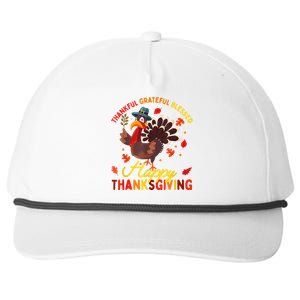 Thankful Grateful Blessed Thanksgiving Turkey Snapback Five-Panel Rope Hat