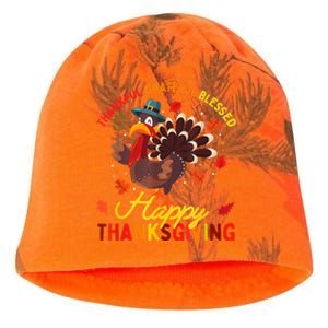 Thankful Grateful Blessed Thanksgiving Turkey Kati - Camo Knit Beanie