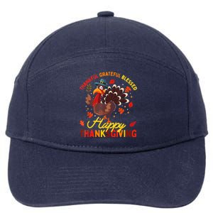 Thankful Grateful Blessed Thanksgiving Turkey 7-Panel Snapback Hat