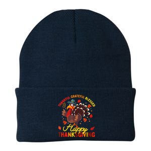 Thankful Grateful Blessed Thanksgiving Turkey Knit Cap Winter Beanie