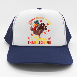 Thankful Grateful Blessed Thanksgiving Turkey Trucker Hat