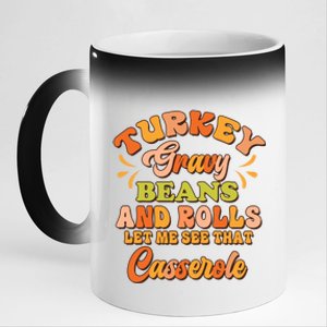 Turkey Gravy Beans And Rolls Happy Thanksgiving Day Cute Gift 11oz Black Color Changing Mug