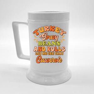 Turkey Gravy Beans And Rolls Happy Thanksgiving Day Cute Gift Beer Stein