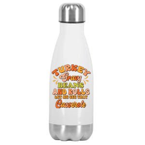 Turkey Gravy Beans And Rolls Happy Thanksgiving Day Cute Gift Stainless Steel Insulated Water Bottle