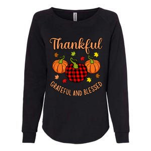 Thankful Grateful Blessed Turkey Thanksgiving Family  Womens California Wash Sweatshirt