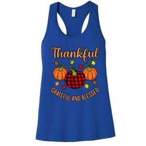 Thankful Grateful Blessed Turkey Thanksgiving Family  Women's Racerback Tank