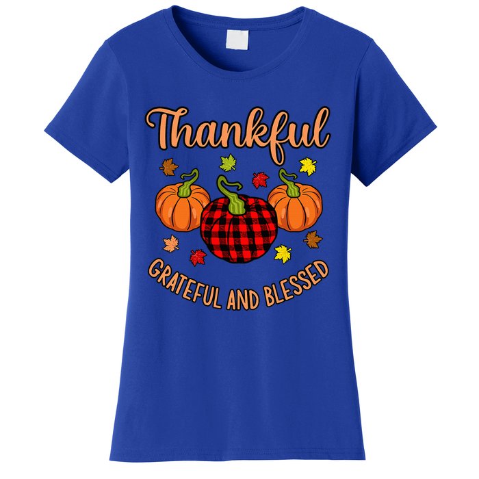 Thankful Grateful Blessed Turkey Thanksgiving Family  Women's T-Shirt