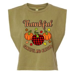 Thankful Grateful Blessed Turkey Thanksgiving Family  Garment-Dyed Women's Muscle Tee