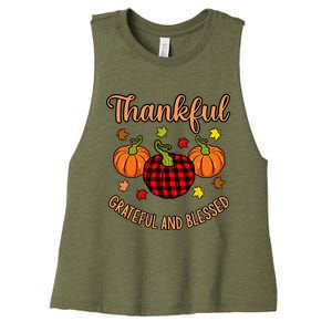 Thankful Grateful Blessed Turkey Thanksgiving Family  Women's Racerback Cropped Tank