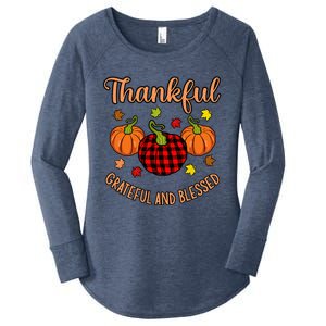 Thankful Grateful Blessed Turkey Thanksgiving Family  Women's Perfect Tri Tunic Long Sleeve Shirt