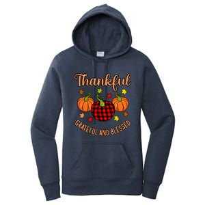 Thankful Grateful Blessed Turkey Thanksgiving Family  Women's Pullover Hoodie