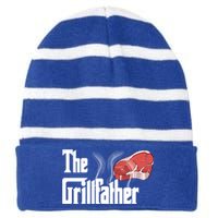 The Grillfather Bbq Grill Smoker Barbecue Grilling Gift Striped Beanie with Solid Band