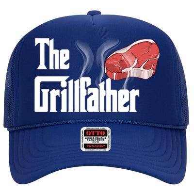 The Grillfather Bbq Grill Smoker Barbecue Grilling Gift High Crown Mesh Back Trucker Hat