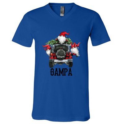 Thankful Grateful Blessed Gampa Grandpa Gift V-Neck T-Shirt