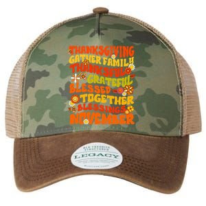 Thankful Grateful Blessed Fall Family Gathering Legacy Tie Dye Trucker Hat