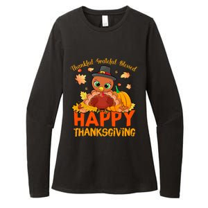 Thankful Grateful Blessed Thanksgiving Turkey Girls Womens CVC Long Sleeve Shirt