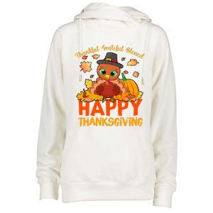 Thankful Grateful Blessed Thanksgiving Turkey Girls Womens Funnel Neck Pullover Hood