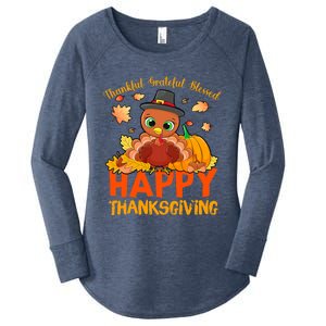 Thankful Grateful Blessed Thanksgiving Turkey Girls Women's Perfect Tri Tunic Long Sleeve Shirt