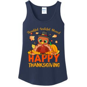 Thankful Grateful Blessed Thanksgiving Turkey Girls Ladies Essential Tank