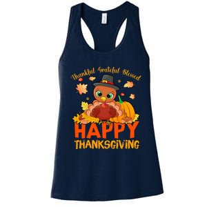 Thankful Grateful Blessed Thanksgiving Turkey Girls Women's Racerback Tank