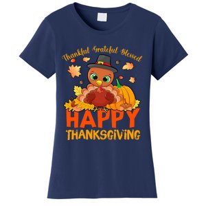 Thankful Grateful Blessed Thanksgiving Turkey Girls Women's T-Shirt