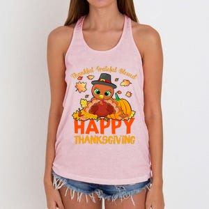 Thankful Grateful Blessed Thanksgiving Turkey Girls Women's Knotted Racerback Tank