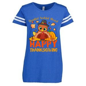 Thankful Grateful Blessed Thanksgiving Turkey Girls Enza Ladies Jersey Football T-Shirt