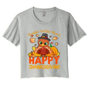 Thankful Grateful Blessed Thanksgiving Turkey Girls Women's Crop Top Tee