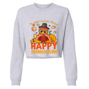 Thankful Grateful Blessed Thanksgiving Turkey Girls Cropped Pullover Crew