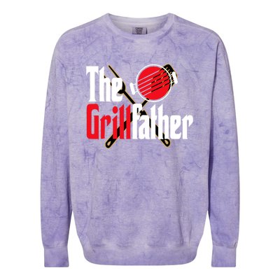 The Grillfather Bbq Grill Smoker Dad Grilling Barbecue Chef Cute Gift Colorblast Crewneck Sweatshirt