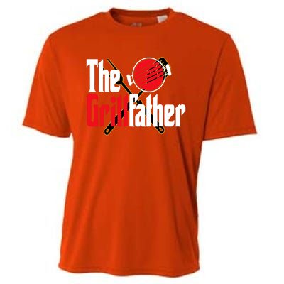 The Grillfather Bbq Grill Smoker Dad Grilling Barbecue Chef Cute Gift Cooling Performance Crew T-Shirt