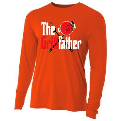 The Grillfather Bbq Grill Smoker Dad Grilling Barbecue Chef Cute Gift Cooling Performance Long Sleeve Crew