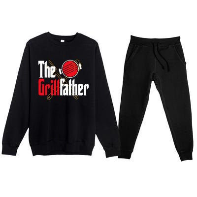 The Grillfather Bbq Grill Smoker Dad Grilling Barbecue Chef Cute Gift Premium Crewneck Sweatsuit Set