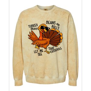 Turkey Gravy Beans And Rolls Casserole Funny Thanksgiving Colorblast Crewneck Sweatshirt