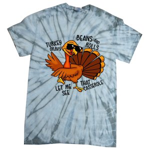 Turkey Gravy Beans And Rolls Casserole Funny Thanksgiving Tie-Dye T-Shirt