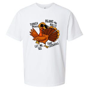 Turkey Gravy Beans And Rolls Casserole Funny Thanksgiving Sueded Cloud Jersey T-Shirt