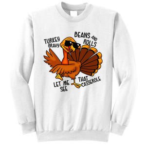 Turkey Gravy Beans And Rolls Casserole Funny Thanksgiving Sweatshirt